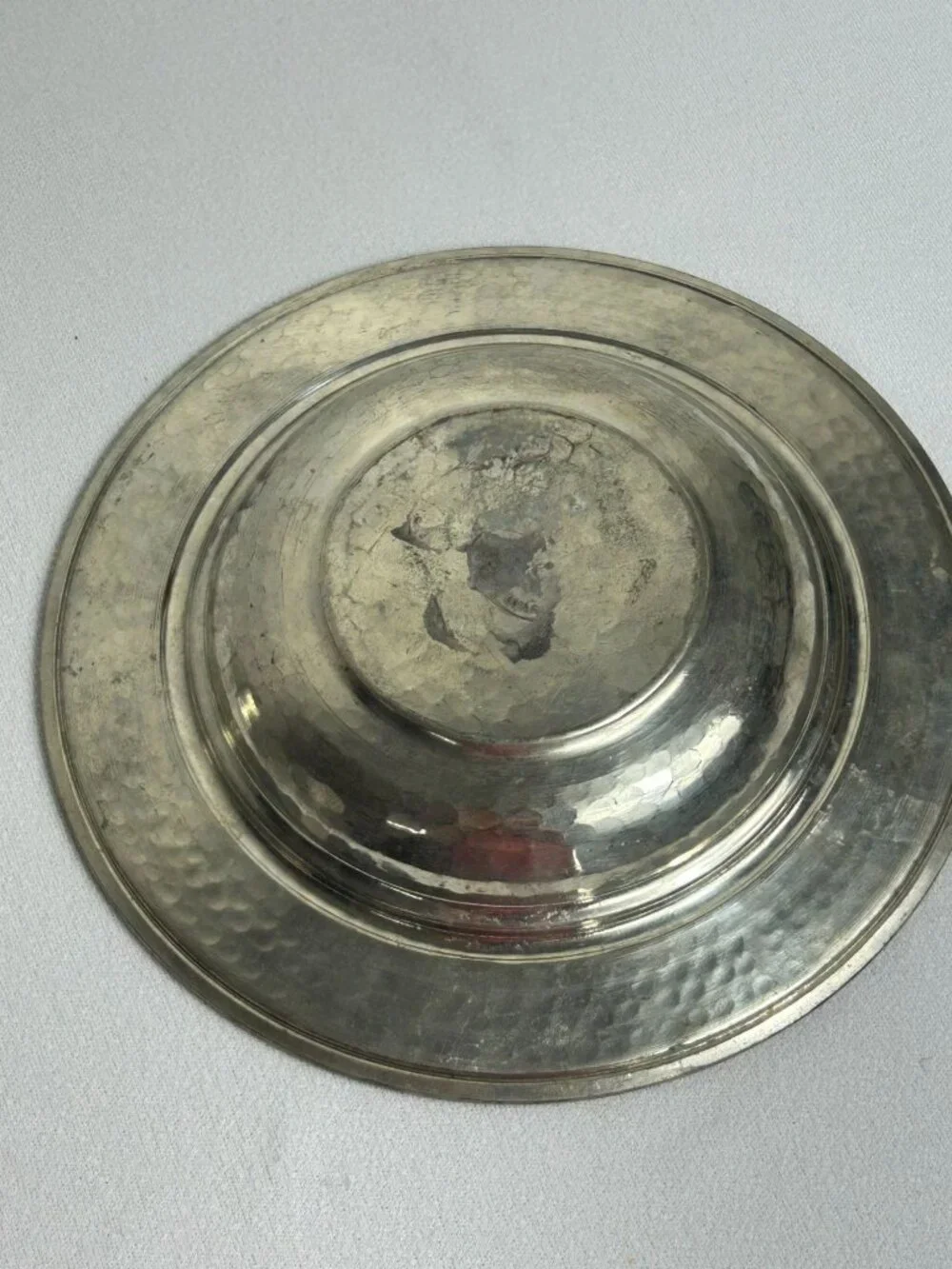 Vintage Pewter Hand Hammered Domed Lid Serving Dish Set